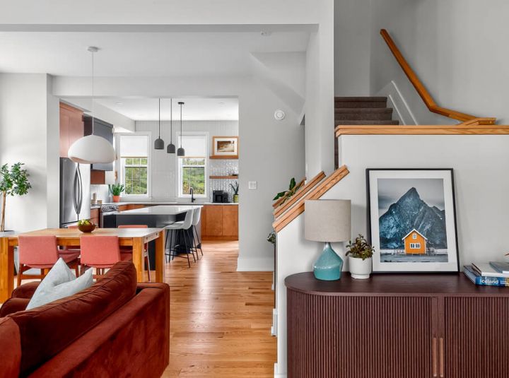 Salon d'une maison neuve à le Ferme Hendrick à Chelsea, Construite par Exo.